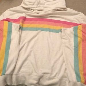 NWT Rainbow Stripe Hoodie Super Soft Lightweight
